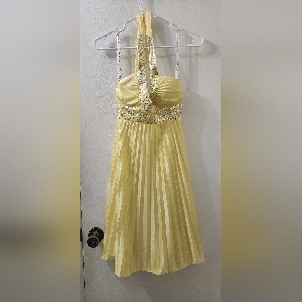 Yellow Halter Dress with Sequin Detail